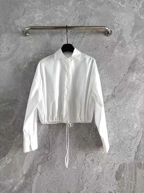 PRADA 25SS 抽繩收腰白襯衫5