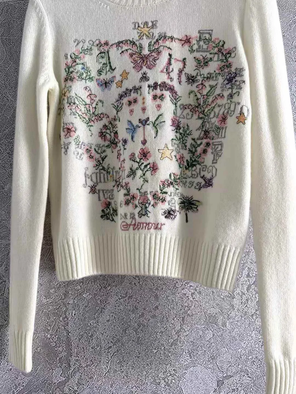 DIOR 莫奈花園刺繡羊絨針織長袖上衣6