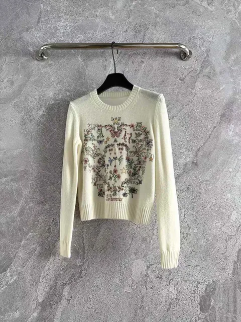 DIOR 莫奈花園刺繡羊絨針織長袖上衣3