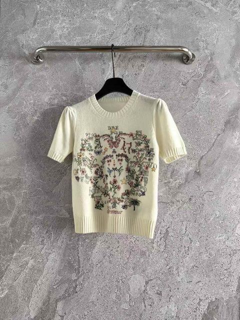 DIOR 莫奈花園刺繡羊絨針織短袖上衣9