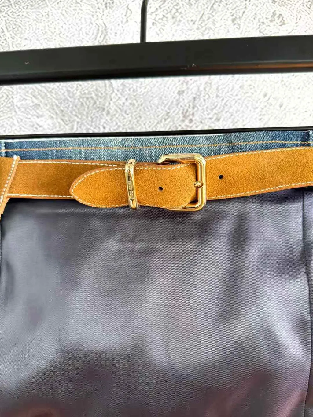MIU MIU UPCYCLED 麂皮拼接牛仔抹胸上衣4