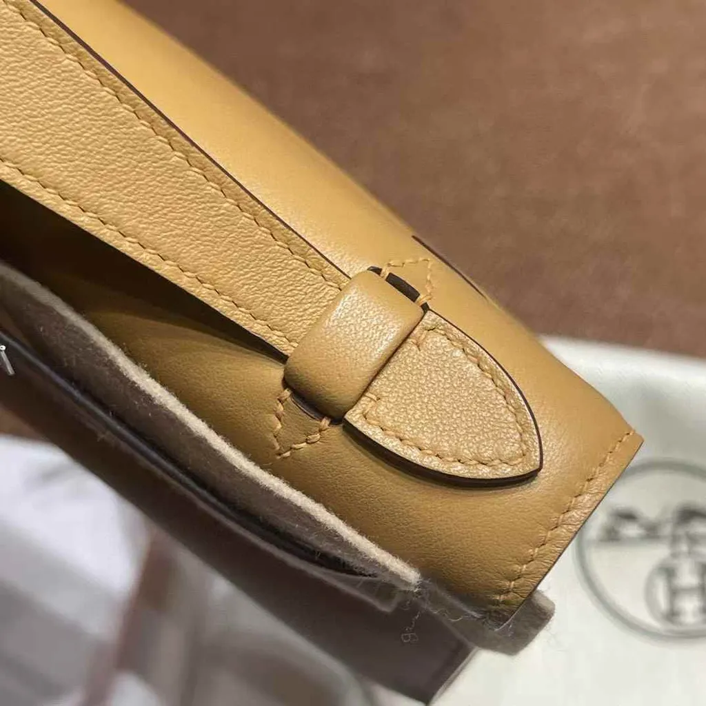 HERMES MINI KELLY 一代 SWIFT皮 4B餅乾色 銀扣 凱莉包3
