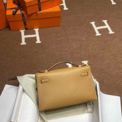 HERMES MINI KELLY 一代 SWIFT皮 4B餅乾色 銀扣 凱莉包4