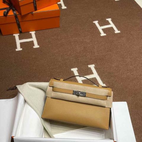 HERMES MINI KELLY 一代 SWIFT皮 4B餅乾色 銀扣 凱莉包