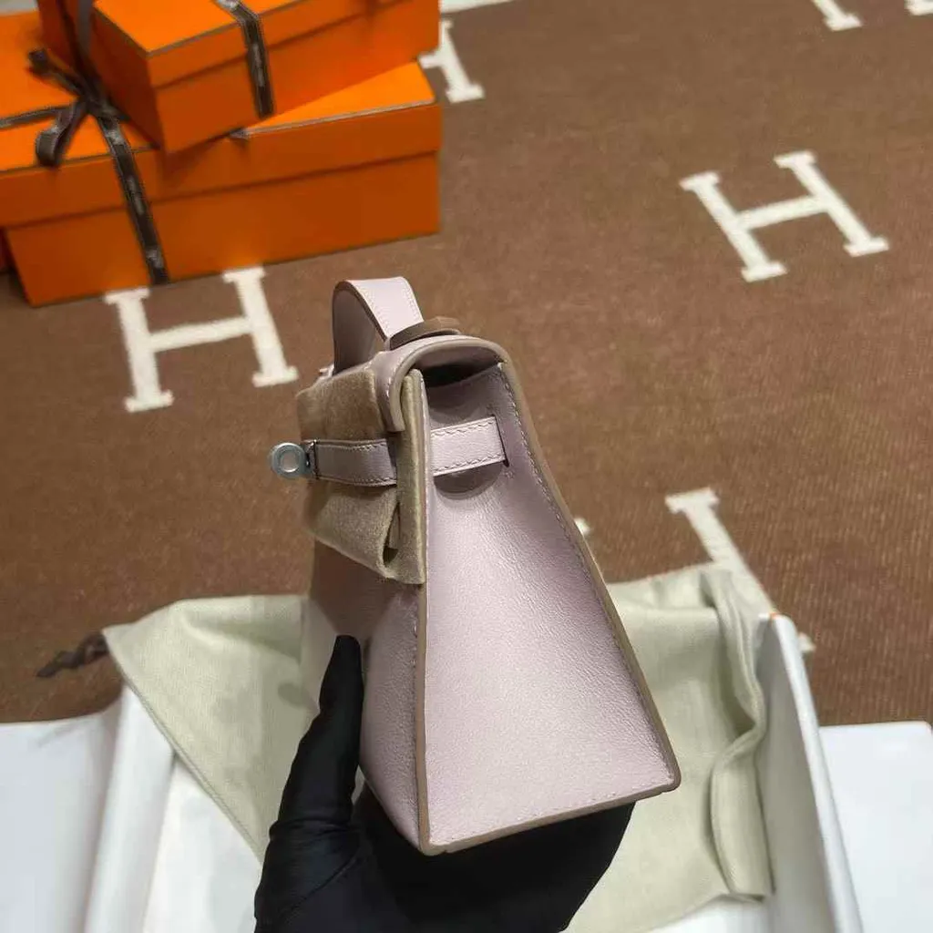 HERMES MINI KELLY 一代 SWIFT皮 09夢幻紫 銀扣 凱莉包2
