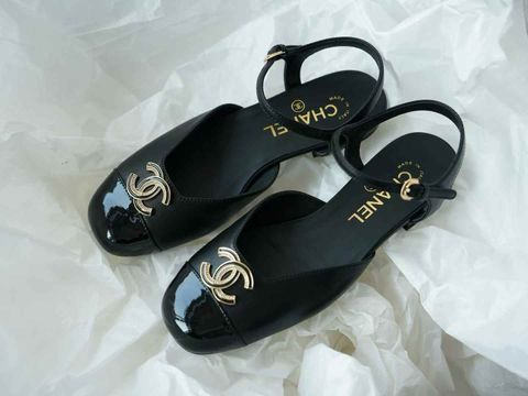 CHANEL 25P 瑪莉珍涼鞋 黑色1