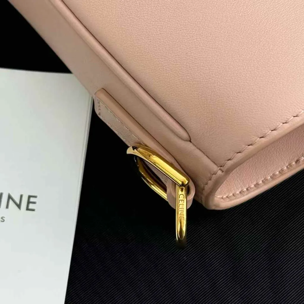 CELINE CAMILLE 16 SOFT 光滑牛皮革手袋 蜜桃色4