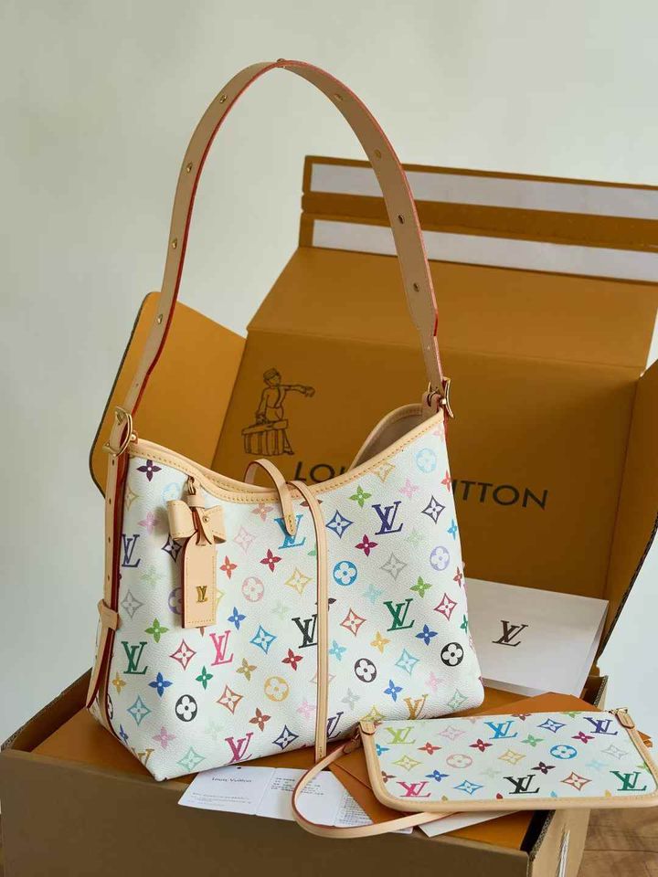 LV x TM CARRYAll PM 限定村上隆白三彩手袋 M1366110.30.49
