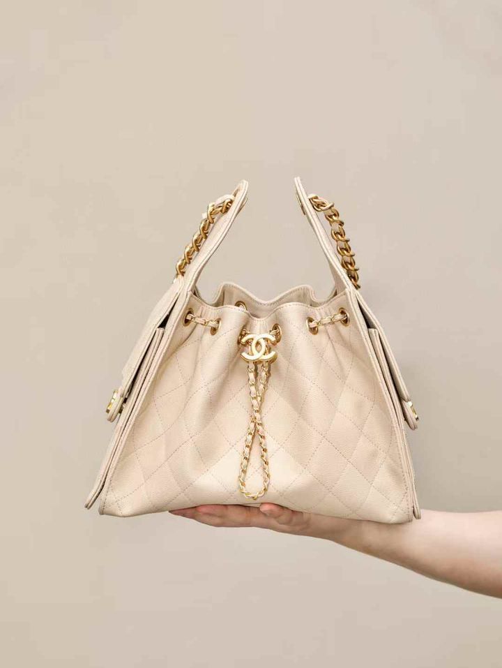 CHANEL 25BAG 牛皮魚子醬 杏色 14.11.20