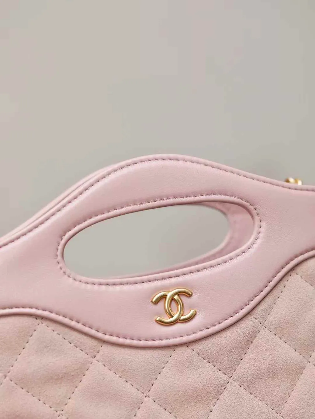 CHANEL 25S 31NANO 麂皮拼羊皮鏈條包 乾燥玫瑰粉色 15.48.03