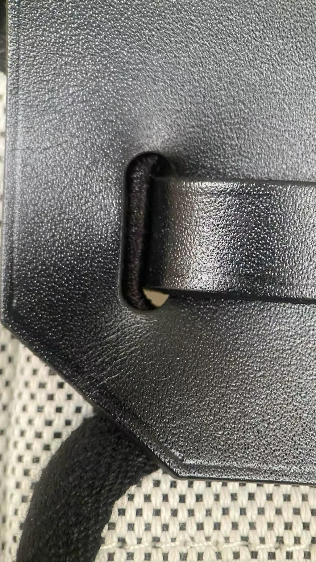 HERMES MINI HERBAG 內縫帆布拼牛皮  灰白拼89黑色 銀扣  熊貓拼色60