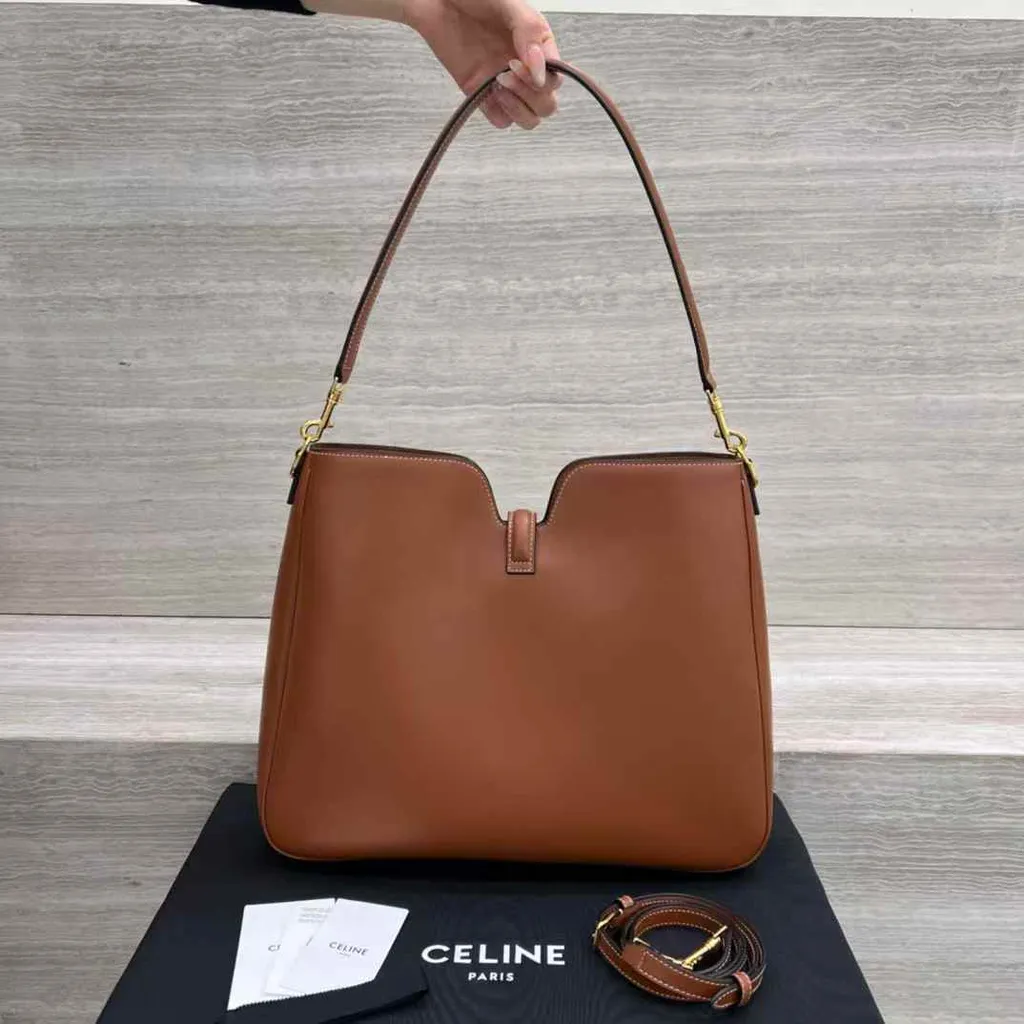 CELINE CAMILLE 16 SOFT 光滑牛皮革手袋 棕色10.05.46