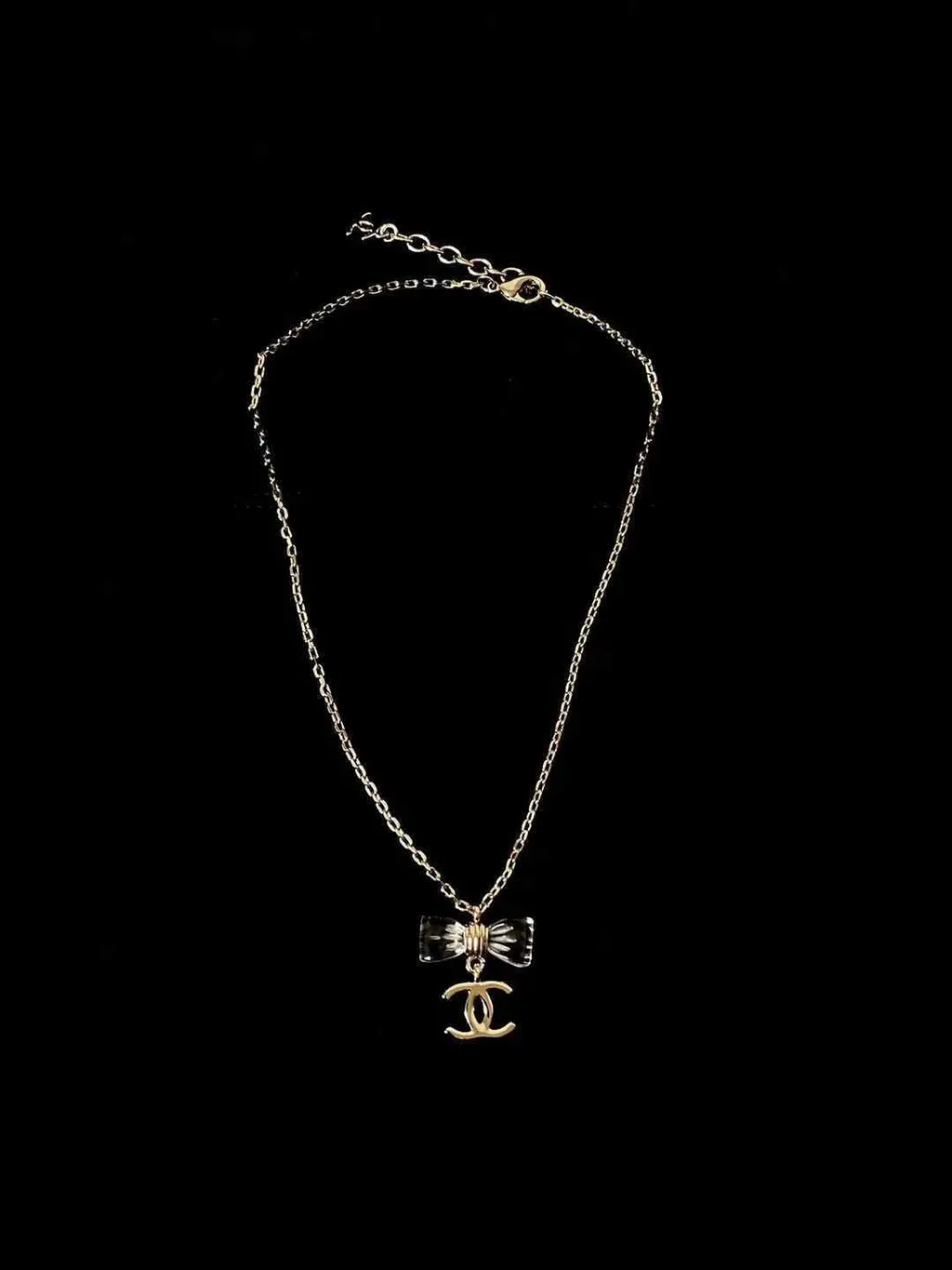 CELINE 25P 雙C透明蝴蝶結項鍊10.23.14
