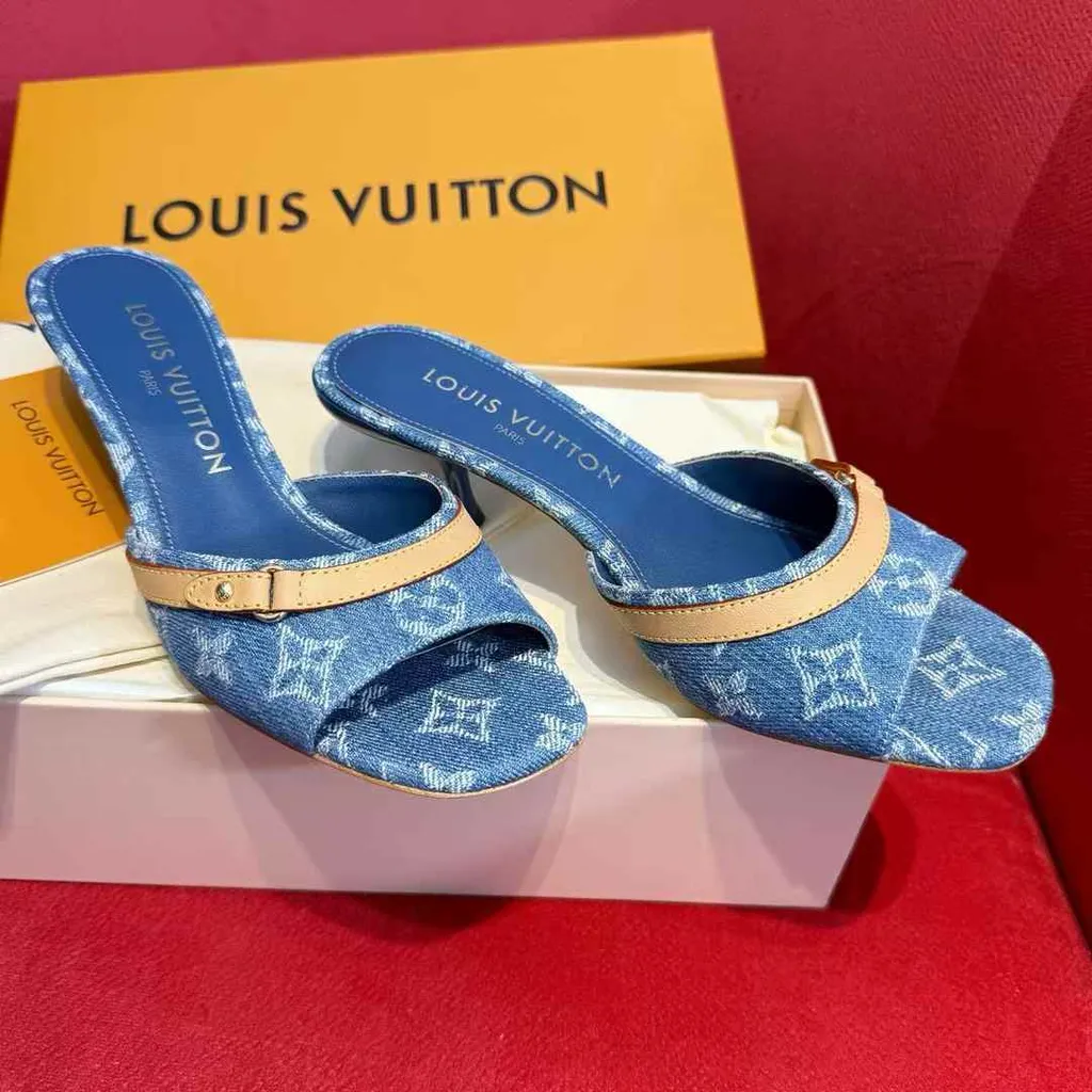 LV DENIM 牛仔低跟拖鞋 16.22.46