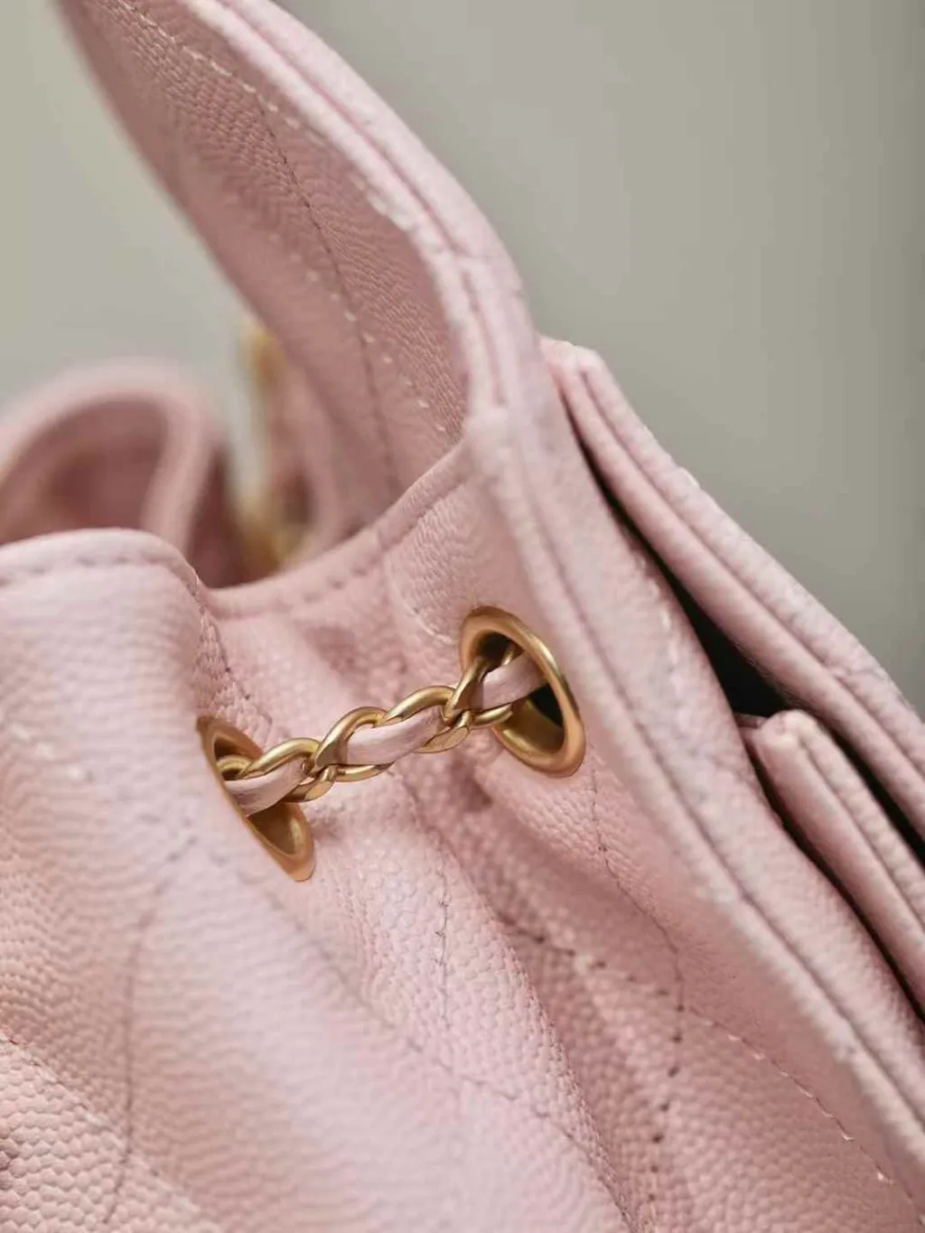 CHANEL 25BAG 牛皮魚子醬 粉色 17.19.55