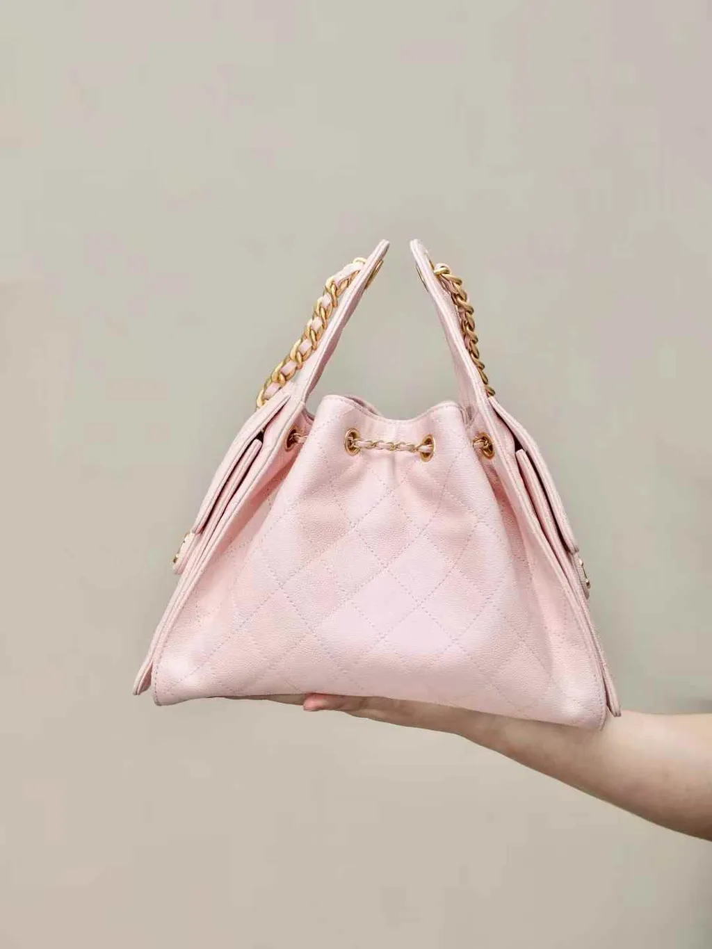 CHANEL 25BAG 牛皮魚子醬 粉色 17.19.52