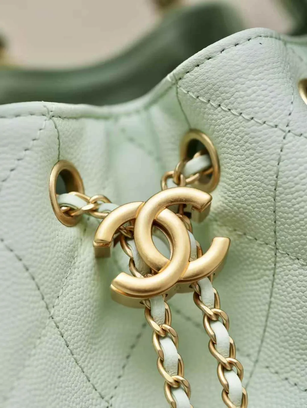 CHANEL 25BAG 牛皮魚子醬 薄荷綠色 17.40.28