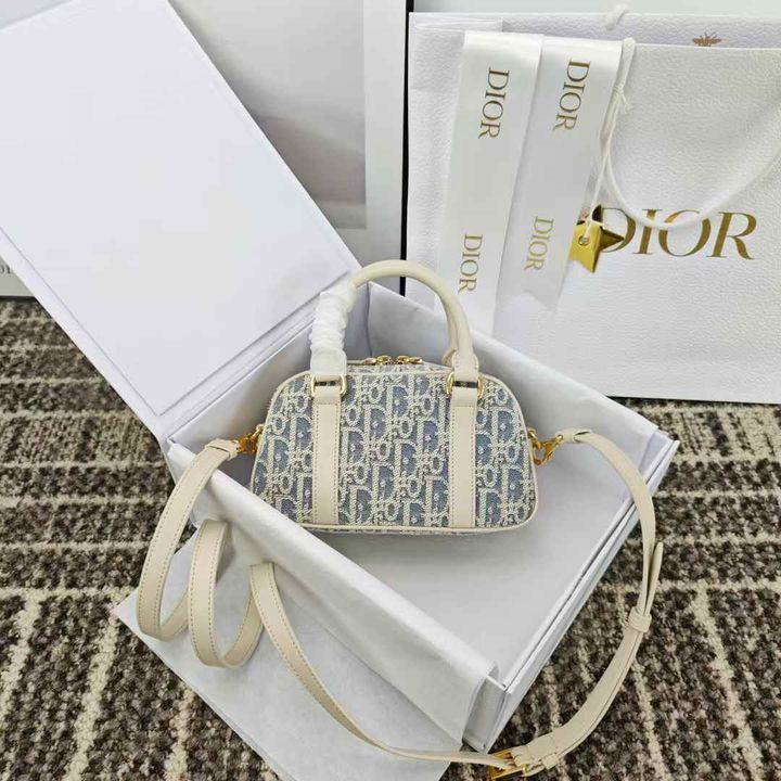 DIOR D-VIBE EAST-WEST 微型保齡球包 酒椰草淺老花藍  12.37.20