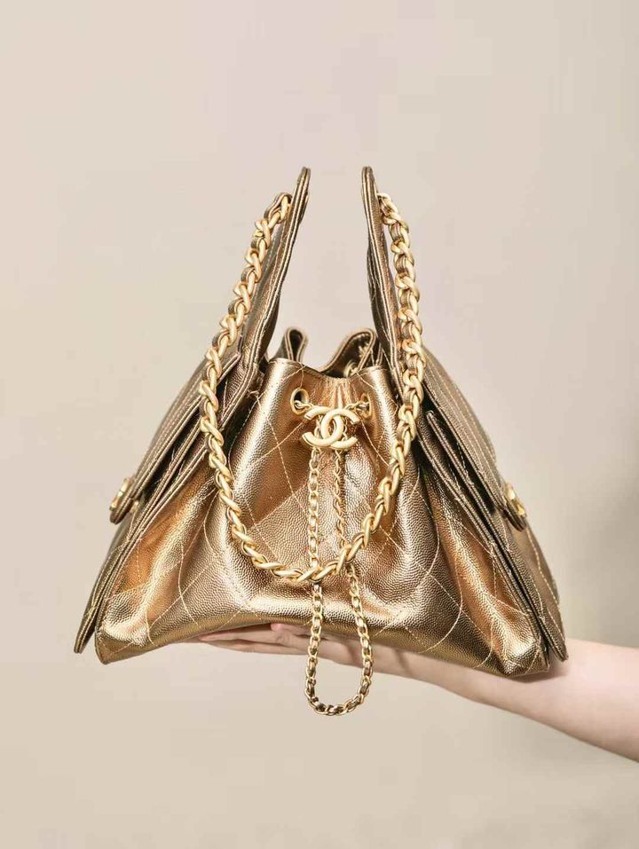 CHANEL 25BAG 牛皮魚子醬 金色13.29.51