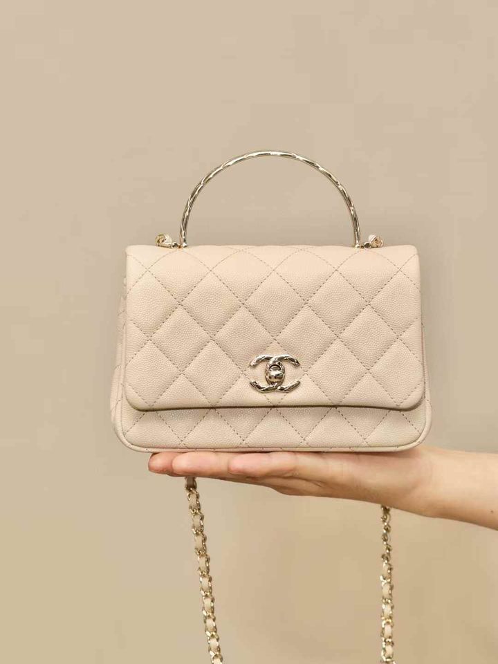 CHANEL 25S COCO CRUSH HANDLE CF 手柄口蓋包 杏色 11.25.59