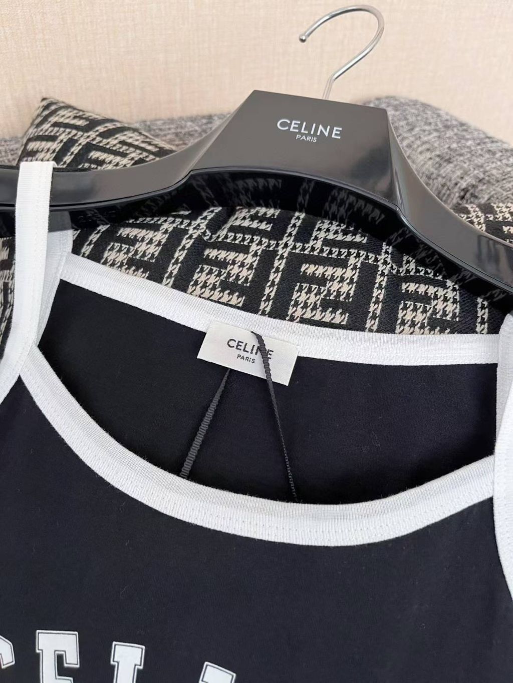CELINE 麥穗標誌拼色細肩背心 三色16.45.10
