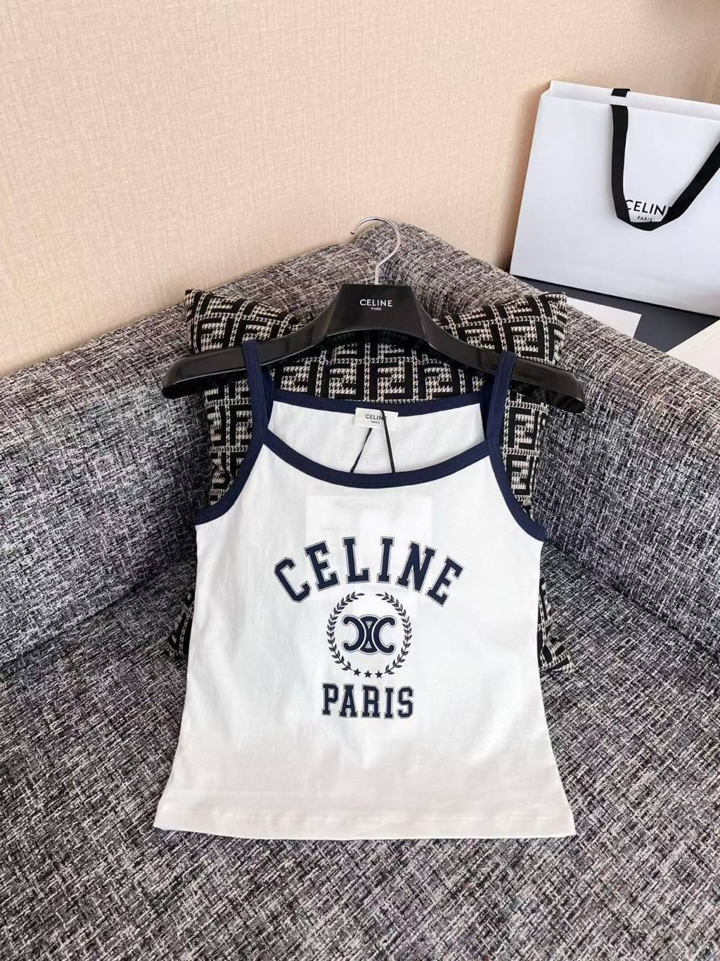 CELINE 麥穗標誌拼色細肩背心 三色16.45.08 1