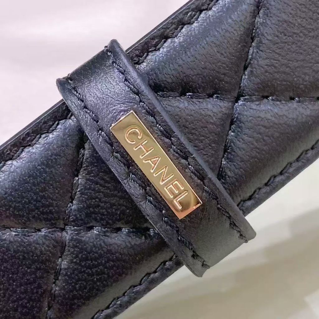 CHANEL 經典皮穿鏈雙C釦菱格腰帶 5