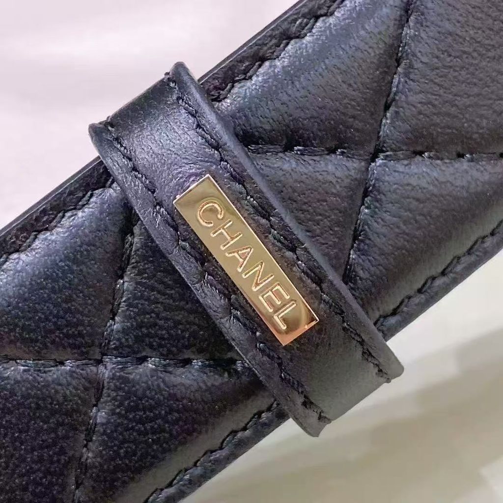 CHANEL 經典皮穿鏈雙C釦菱格腰帶 8