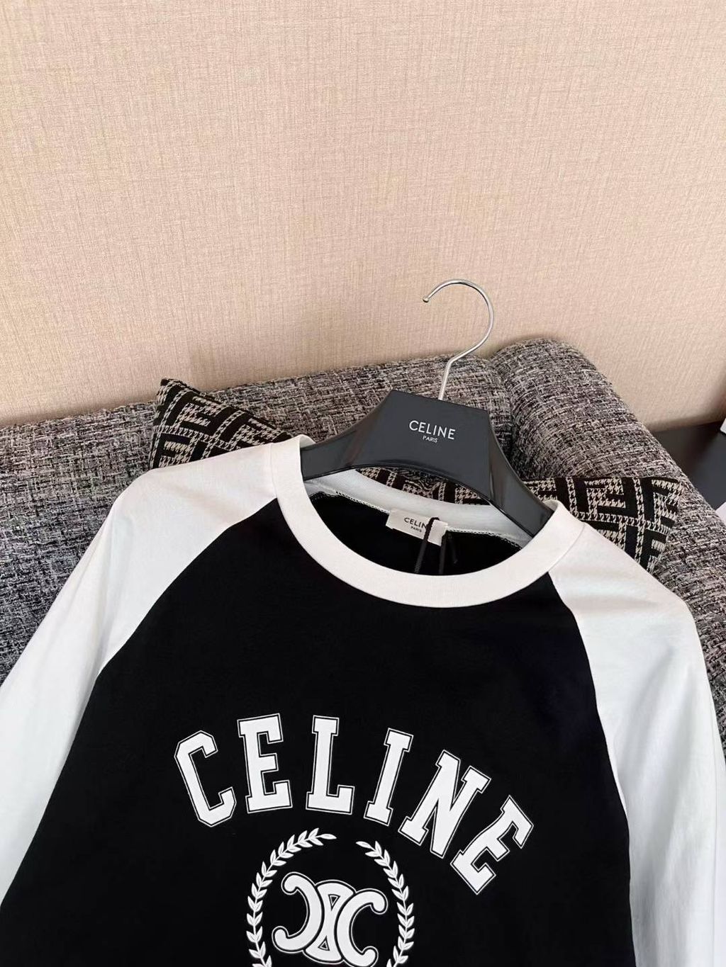 CELINE 麥穗標誌拼色薄長袖上衣 12.24.54