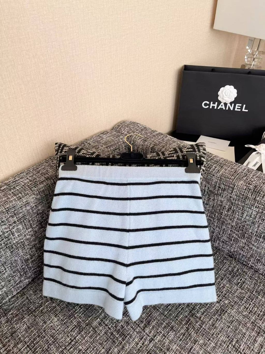 CHANEL 25S 藍色條紋掛脖背心:褲裙:外套:三件式套裝13.34.19 1