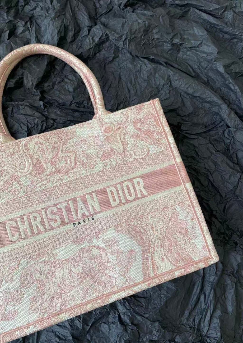 DIOR BOOK TOTE SAUVAGE 老虎印花刺繡托特包 粉紅色 5