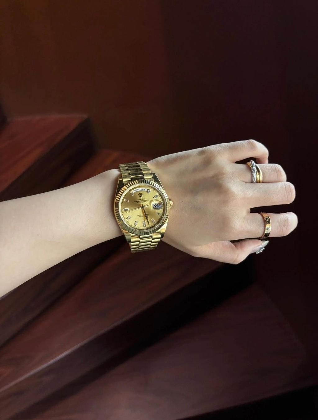 ROLEX DAY-DATE 香檳金鑽面1