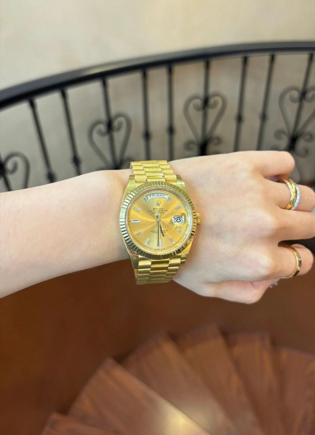 ROLEX DAY-DATE 香檳金鑽面3