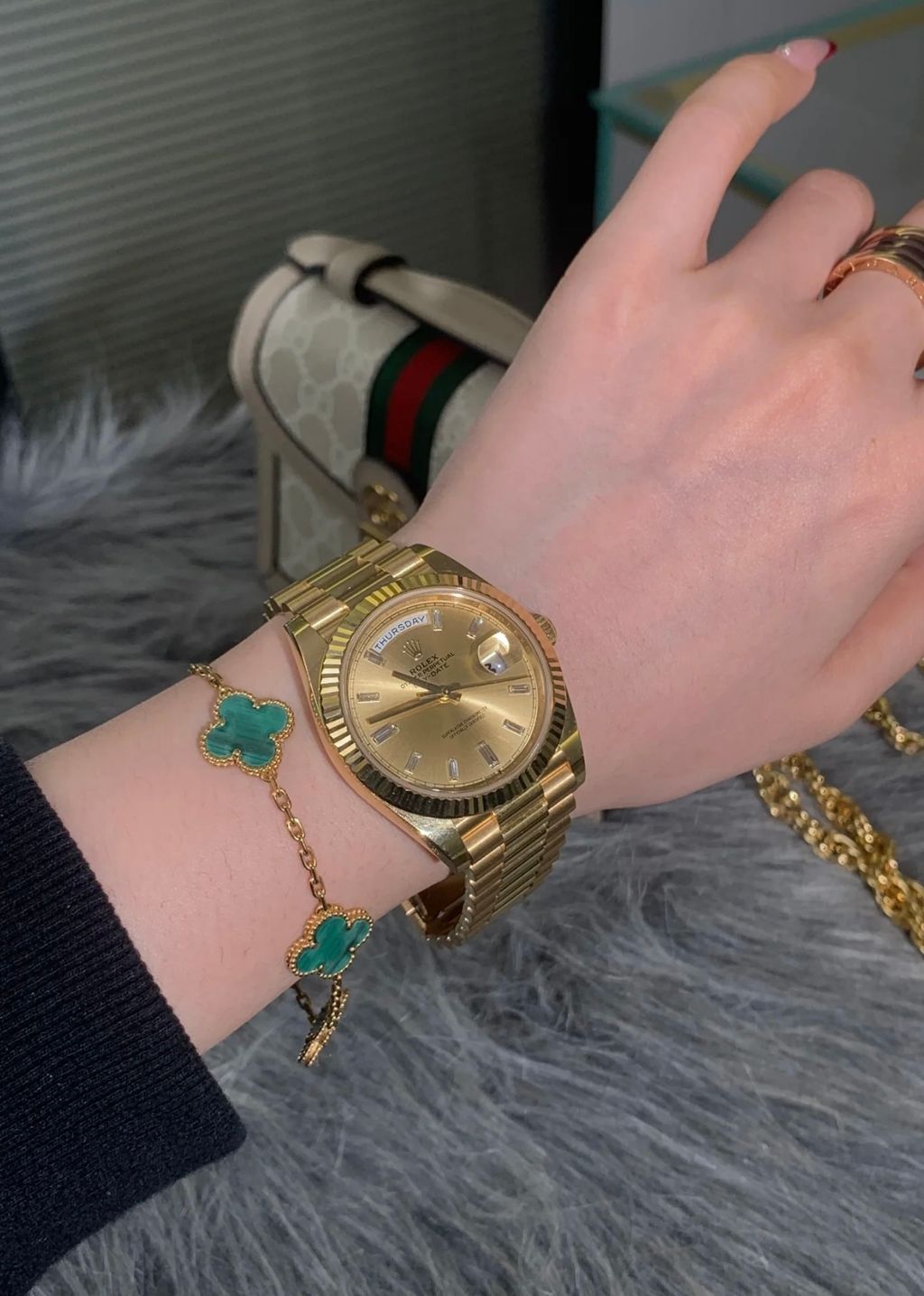 ROLEX DAY-DATE 香檳金鑽面8