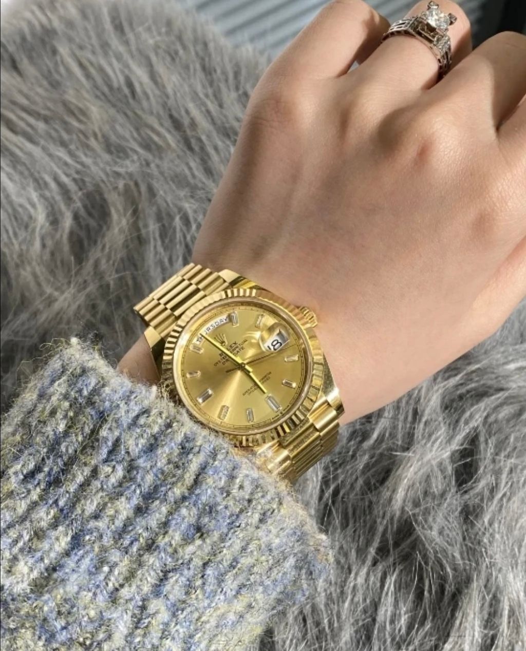 ROLEX DAY-DATE 香檳金鑽面2