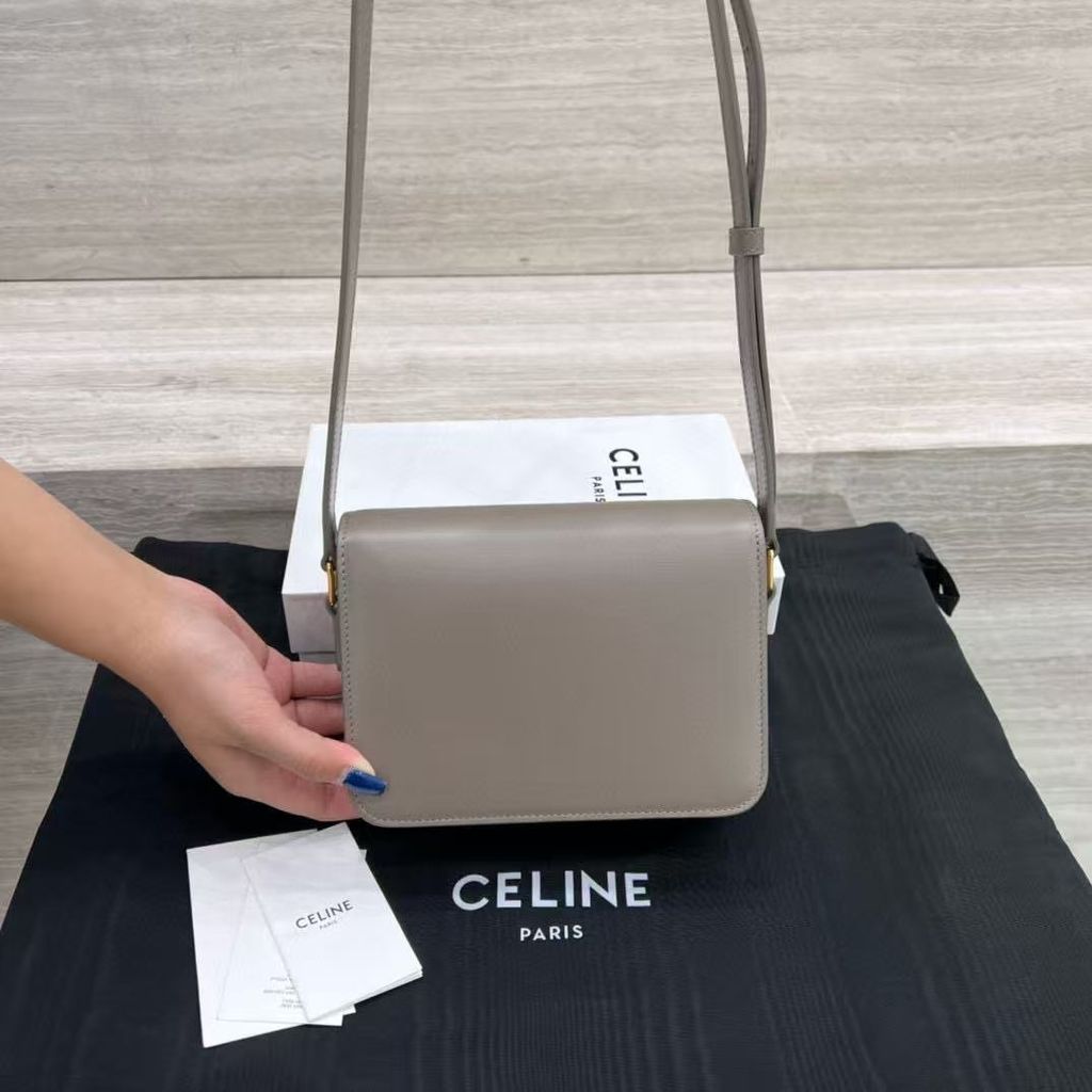 CELINE TEEN TRIOMPHE 亮澤牛皮革手袋1