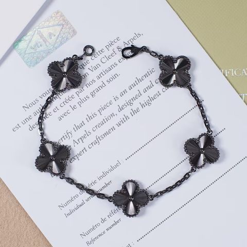 VCA VINTAGE ALHAMBRA 5枚四葉幸運圖騰手鍊 黑武士2.pic