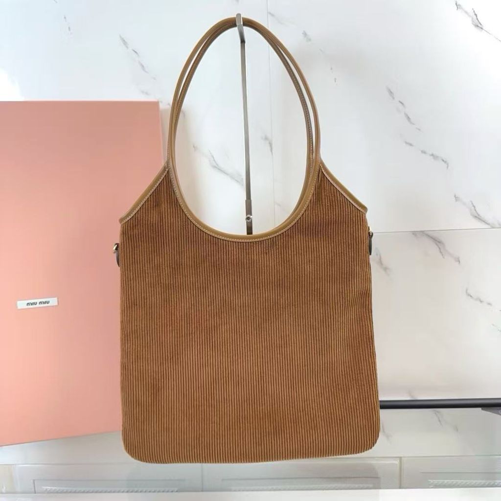 MIU MIU IVY 燈芯絨托特包 棕色6