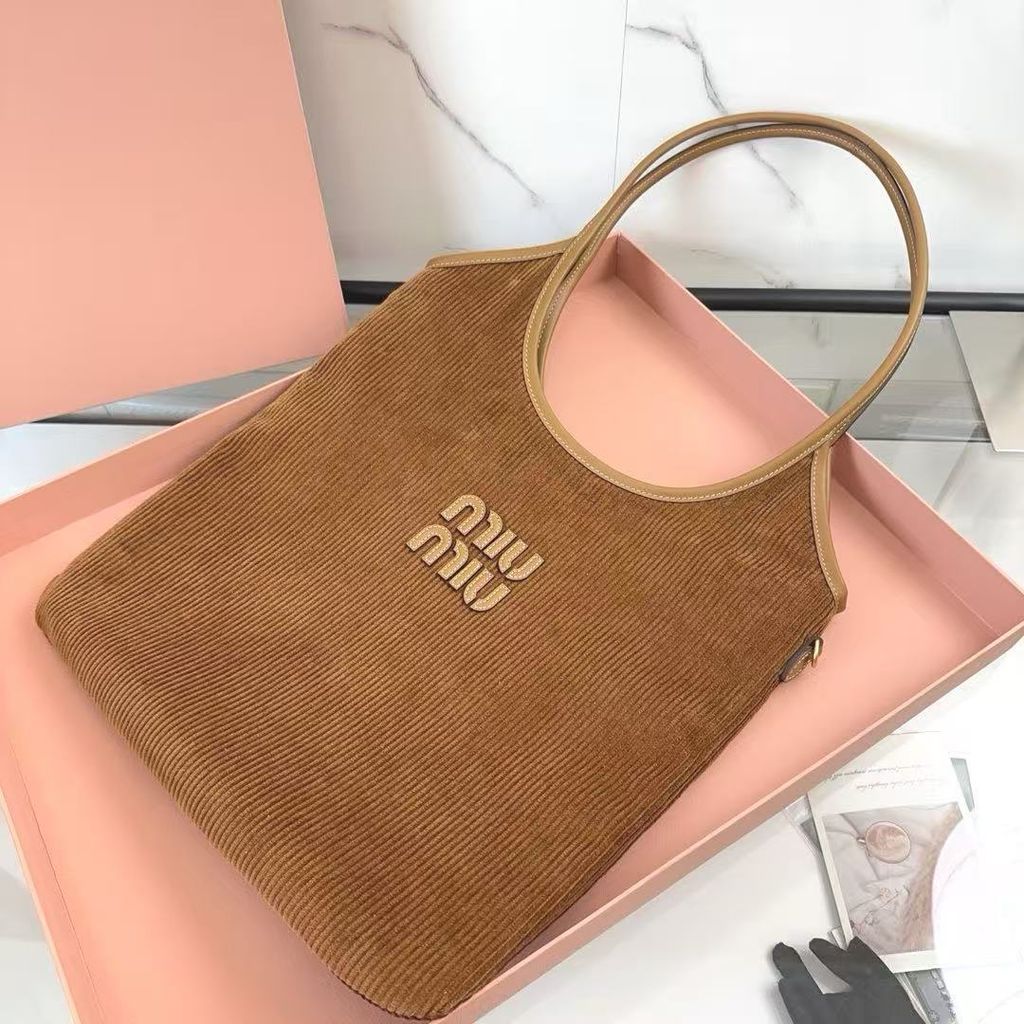 MIU MIU IVY 燈芯絨托特包 棕色11