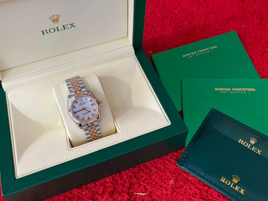 ROLEX DATEJUST 玫瑰間金鑲鑽白貝母盤 日誌型系列腕錶1