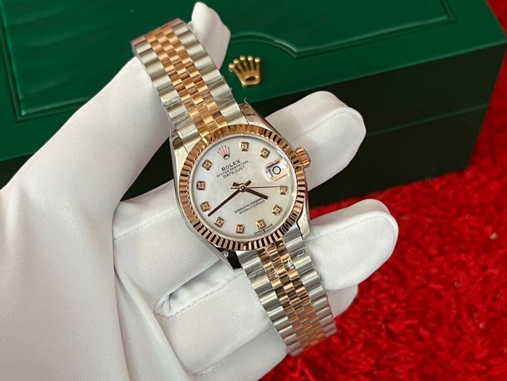 ROLEX DATEJUST 玫瑰間金鑲鑽白貝母盤 日誌型系列腕錶9