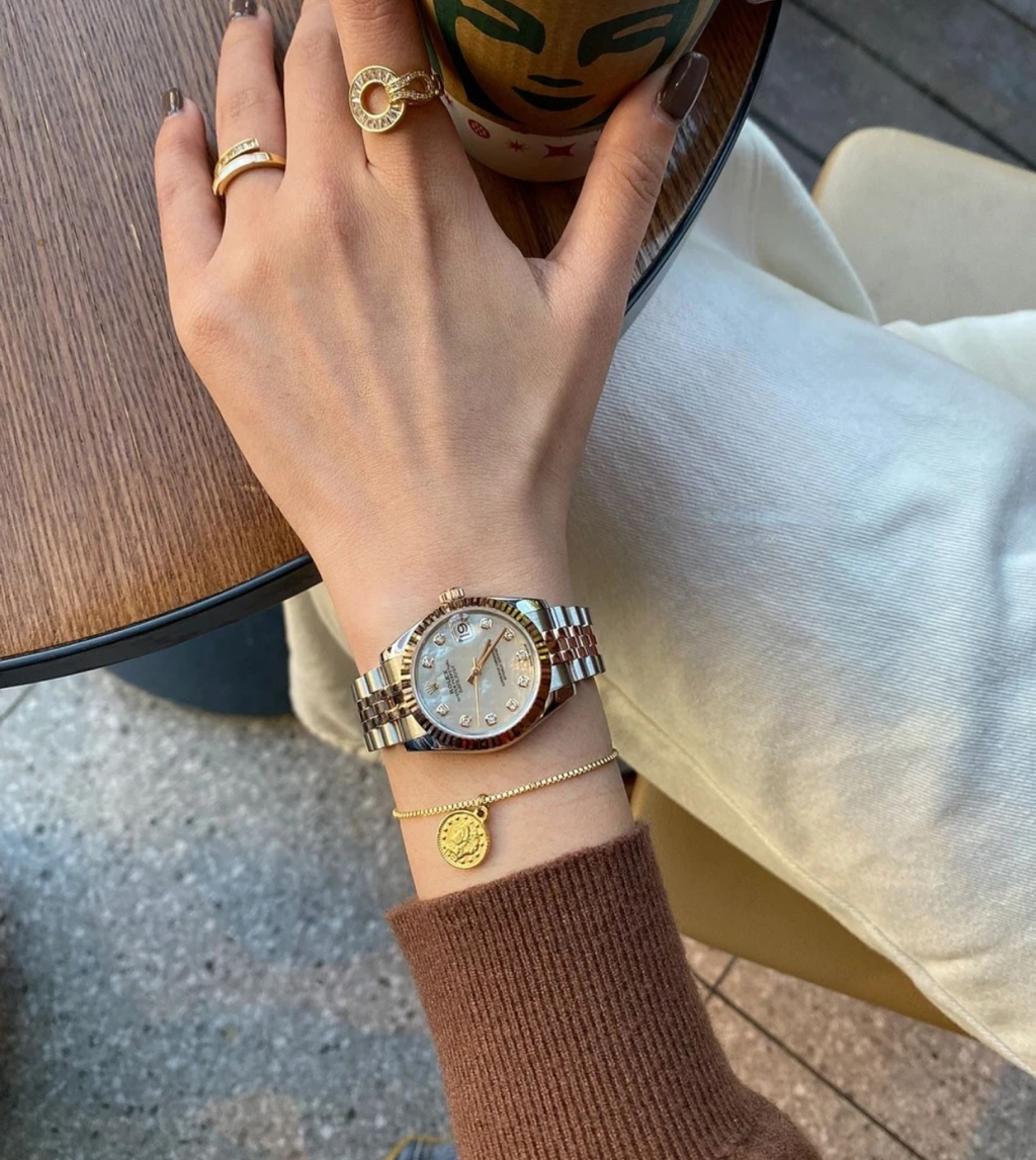 ROLEX DATEJUST 玫瑰間金鑲鑽白貝母盤 日誌型系列腕錶7