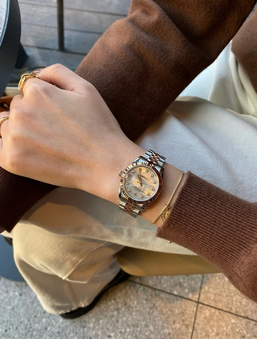 ROLEX DATEJUST 玫瑰間金鑲鑽白貝母盤 日誌型系列腕錶6