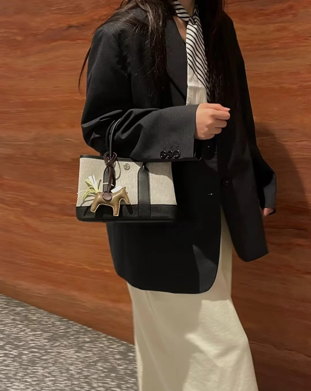 HERMES GARDEN PARTY 帆布款拼89黑色 熊貓配色 花園包2