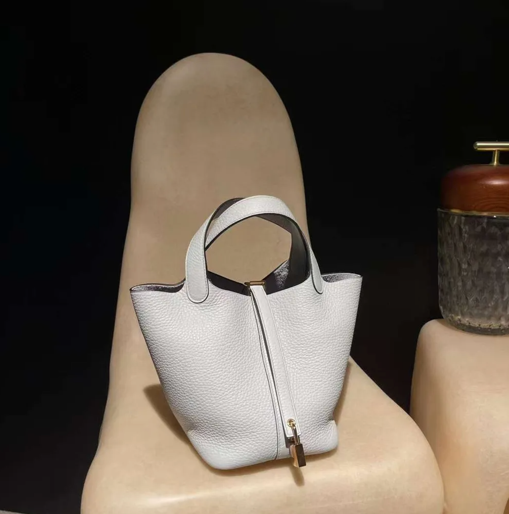 HERMES PICOTIN CLEMENCE皮 08聖杯藍色 金扣 菜籃子 上午11.30.13