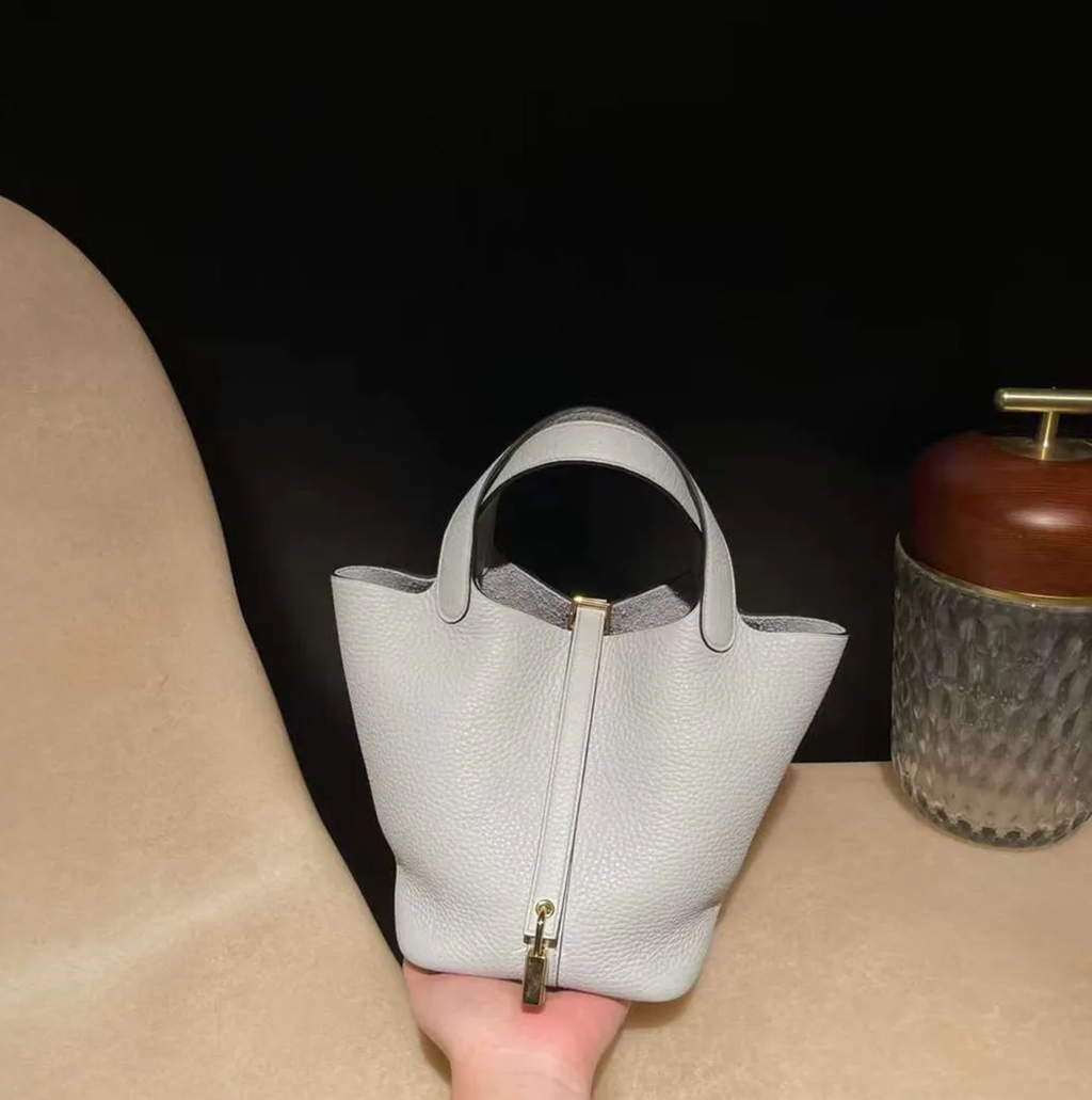 HERMES PICOTIN CLEMENCE皮 08聖杯藍色 金扣 菜籃子 上午11.30.18