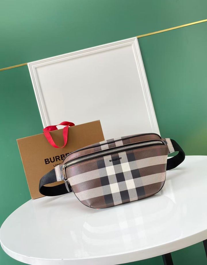 BURBERRY CASON PVC格纹腰包 深樺木棕色7