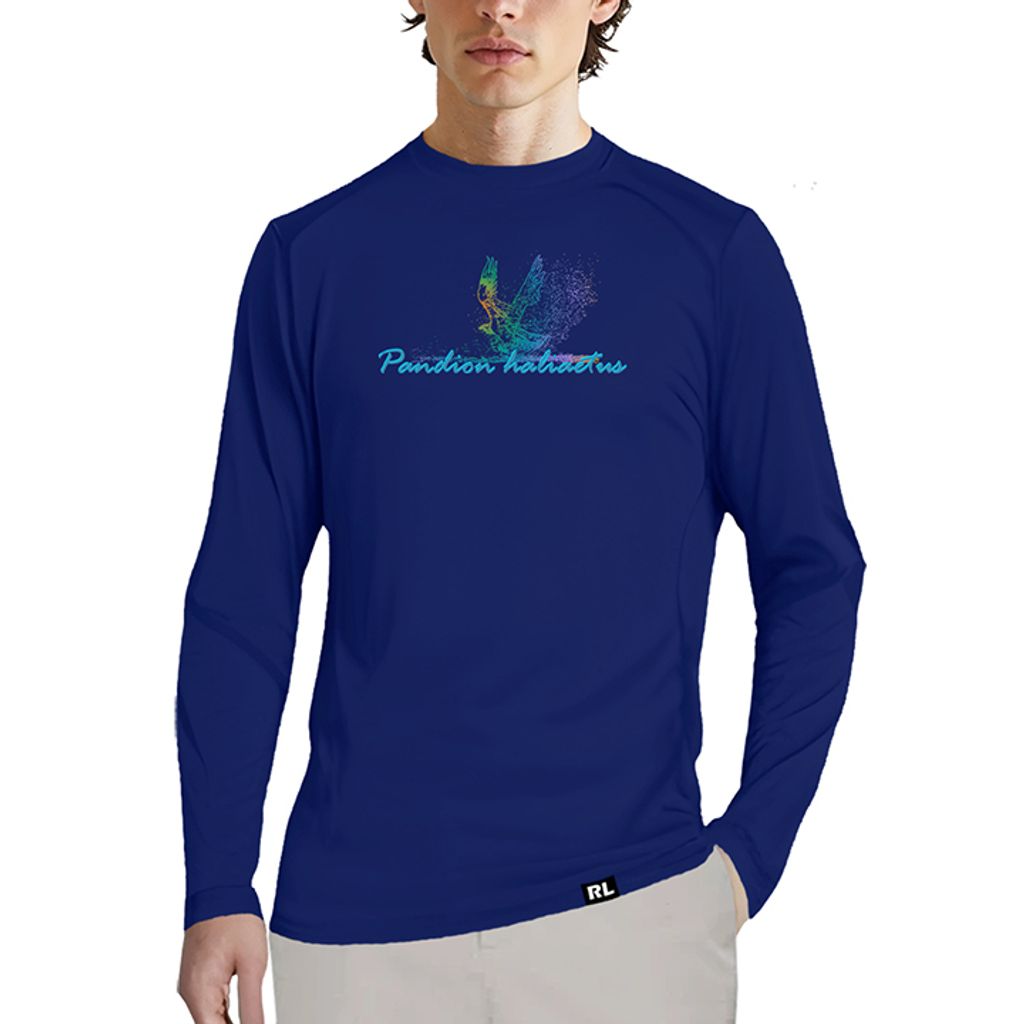 男 漁獵 輕柔溫控長袖石墨烯圓領衫(藏青)