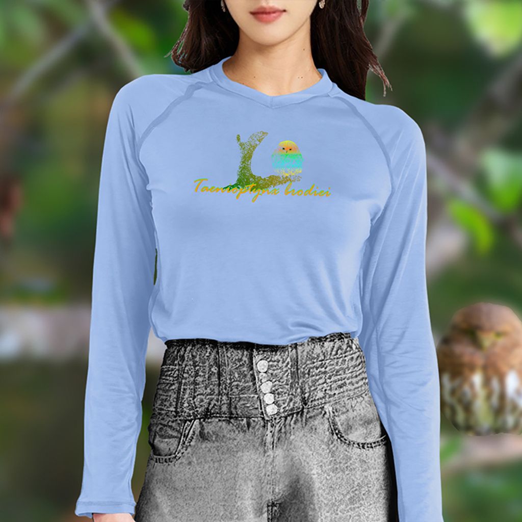 【Raw Light】女 鵂鶹 輕柔溫控長袖石墨烯V領衫(夜光藍)