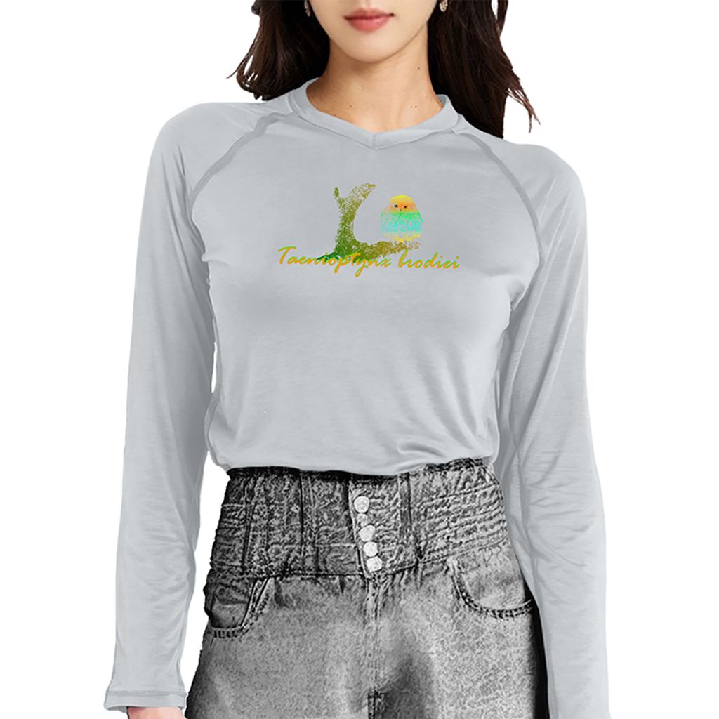 女 鵂鶹 輕柔溫控長袖石墨烯V領衫(灰白)